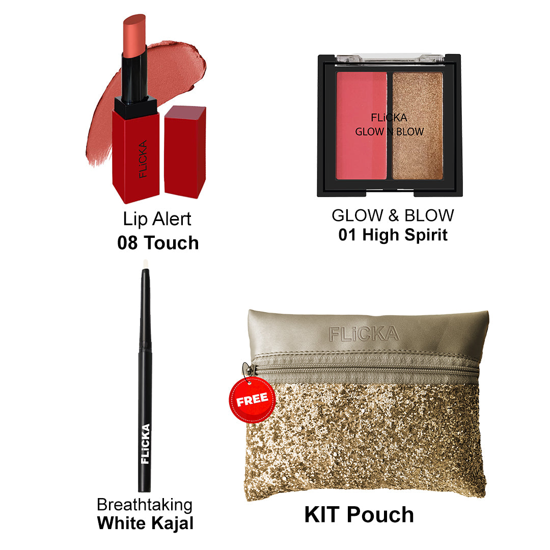 08 Touch _#b6483b/01 High Spirit _#db5c67/White _ #fefefe/KIT _#eac9ae