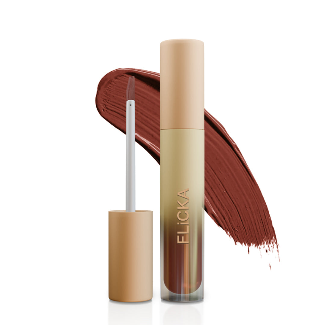 🎁 R U Ready Liquid Matte Lipstick - 04-Spice Tea - 04 Spiced Tea _#83382d Flicka Cosmetics Pvt Ltd