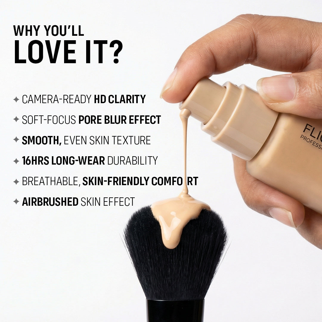 Flicka High Coverage HD Liquid Foundation Flicka Cosmetics India