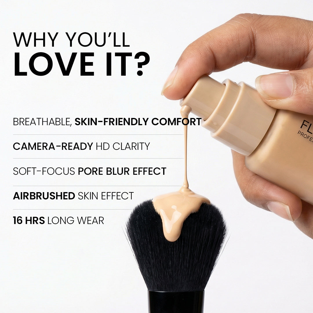 Flicka High Coverage HD Liquid Foundation Flicka Cosmetics India