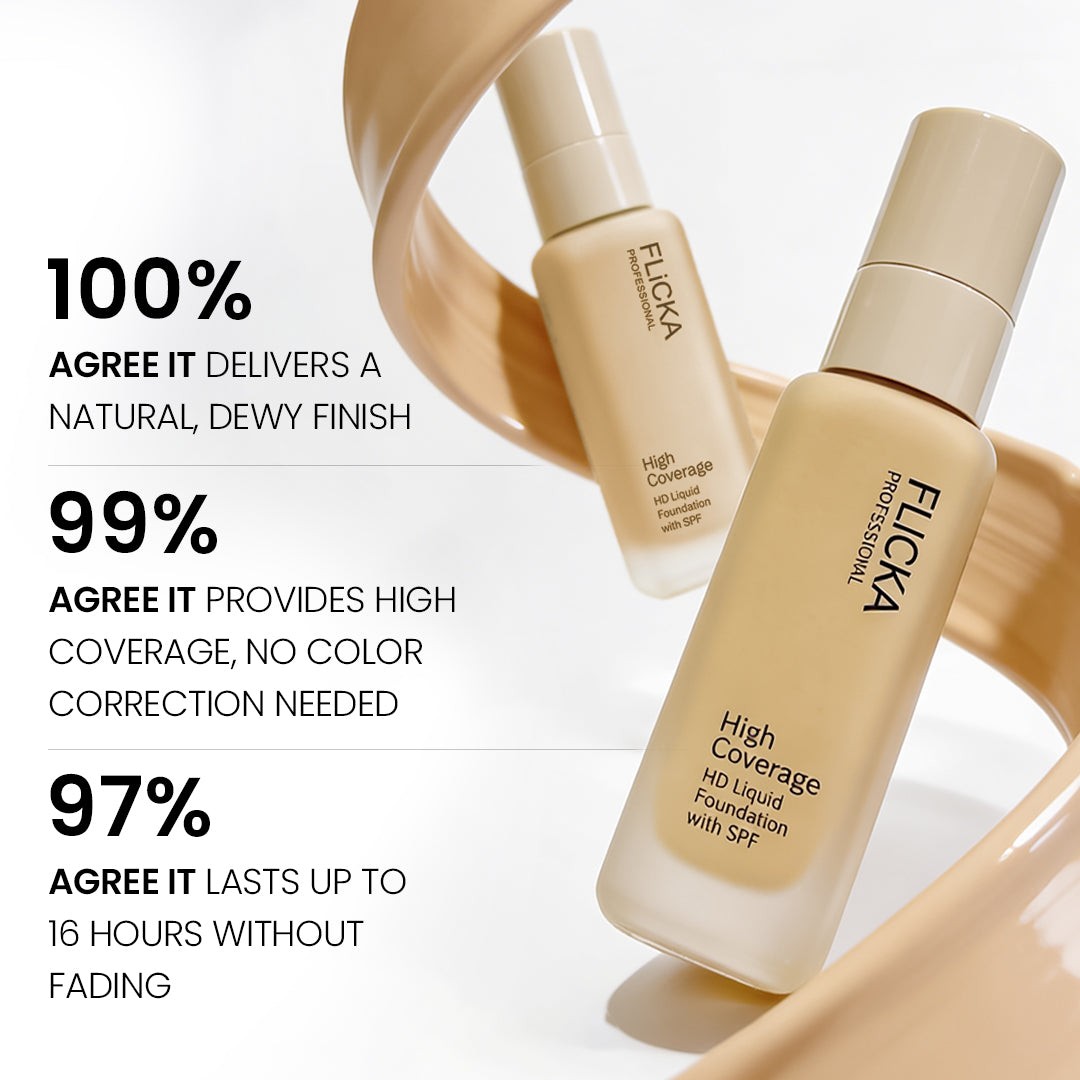 Flicka High Coverage HD Liquid Foundation Flicka Cosmetics India
