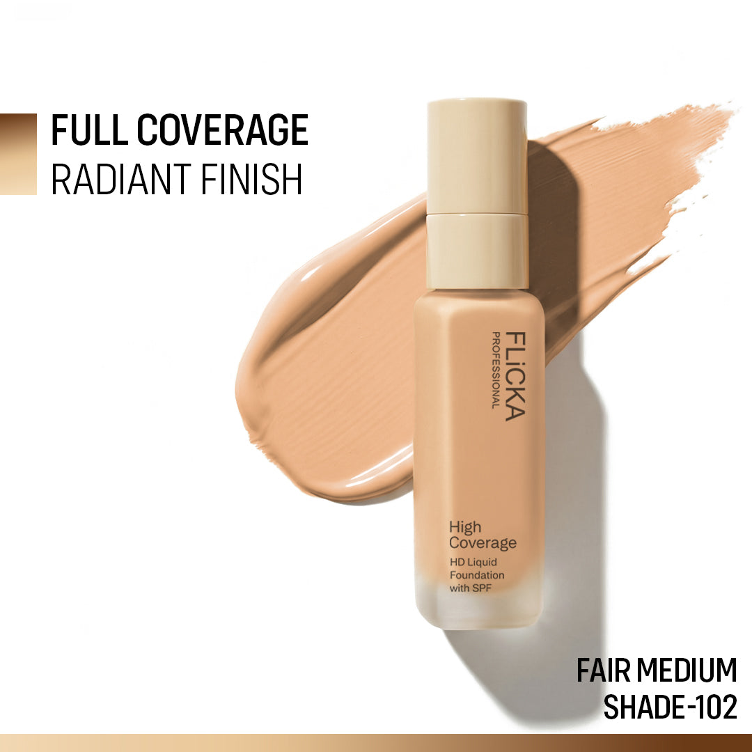Flicka High Coverage HD Liquid Foundation Flicka Cosmetics India