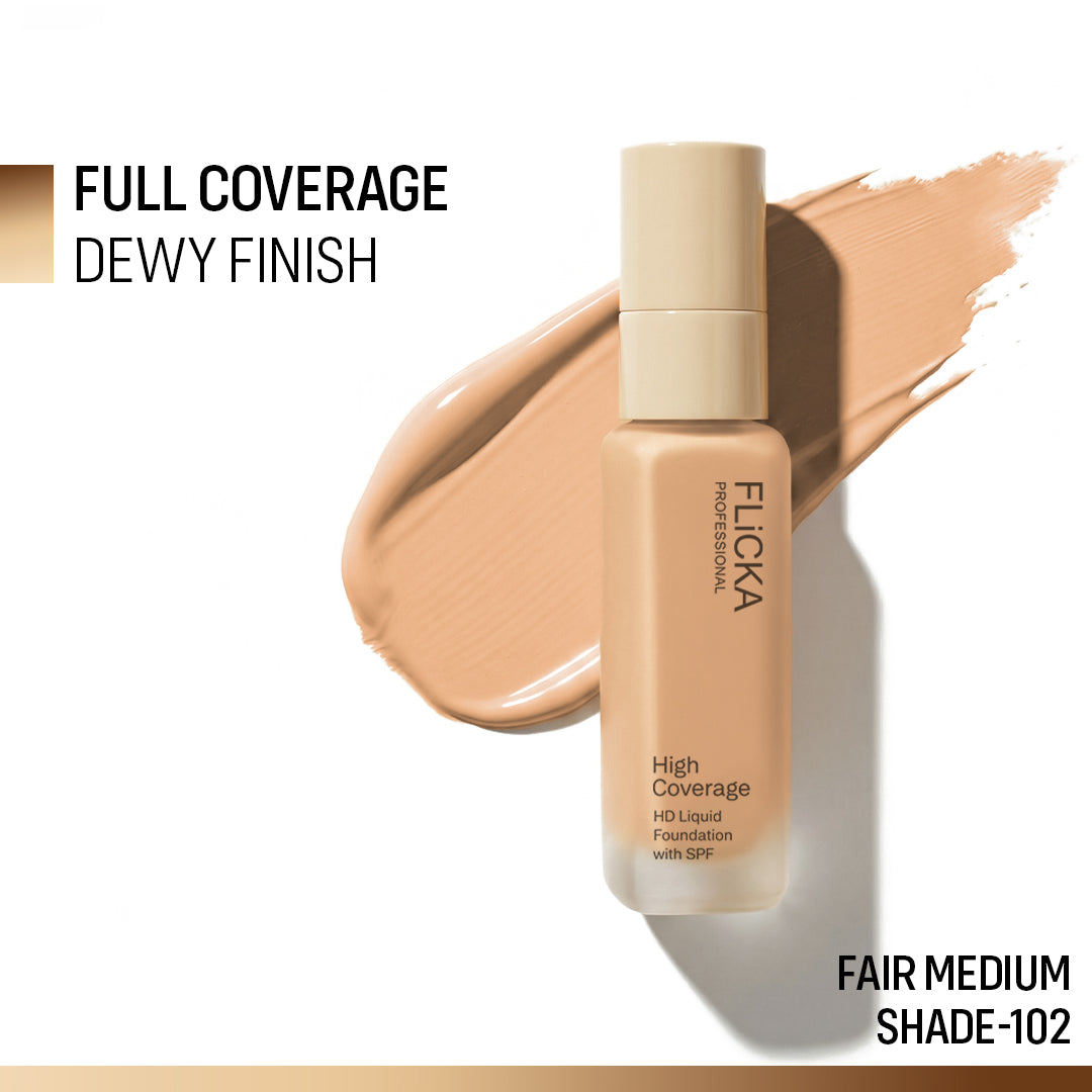 Flicka High Coverage HD Liquid Foundation Flicka Cosmetics India