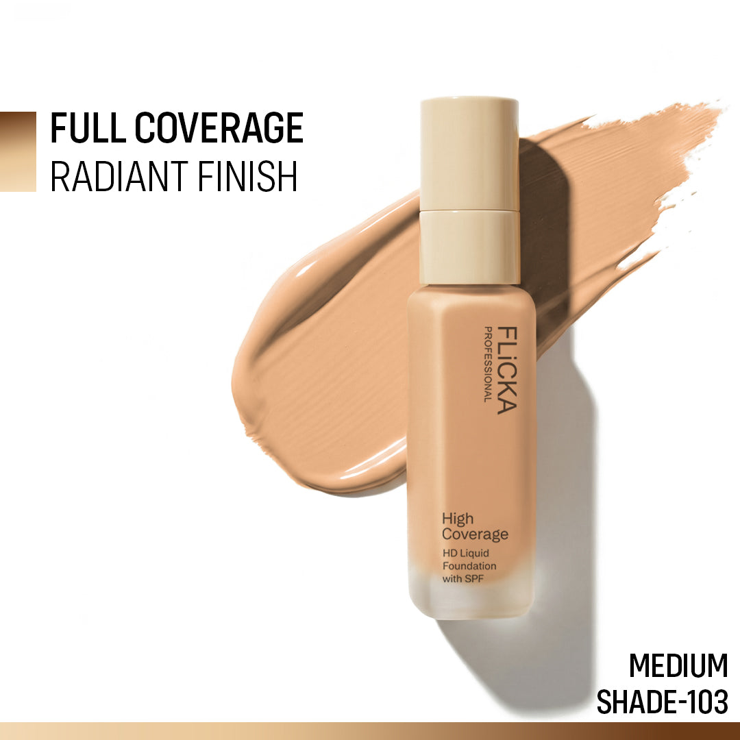Flicka High Coverage HD Liquid Foundation Flicka Cosmetics India