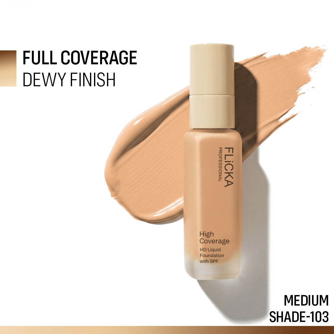 Flicka High Coverage HD Liquid Foundation Flicka Cosmetics India