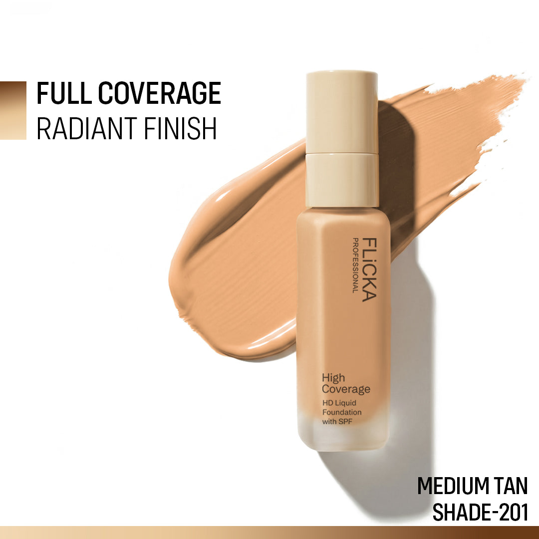 Flicka High Coverage HD Liquid Foundation Flicka Cosmetics India