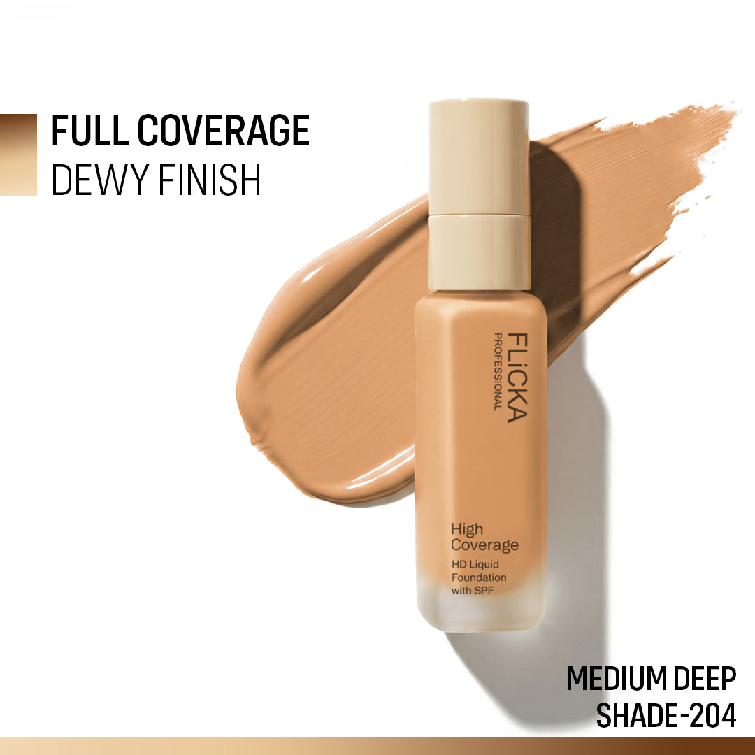 Flicka High Coverage HD Liquid Foundation Flicka Cosmetics India
