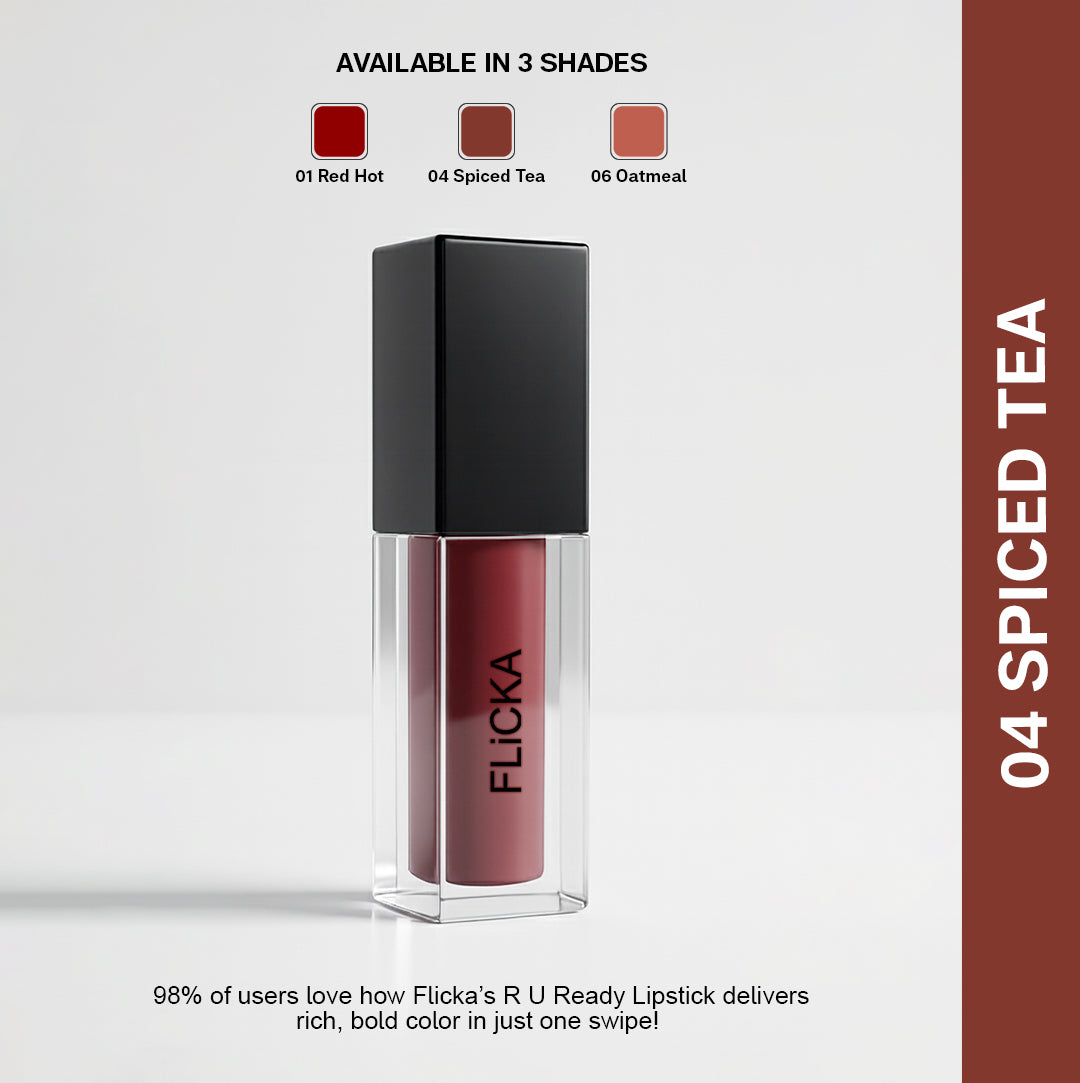 R U Ready Liquid Matte Lipstick - 04-Spice Tea flicka cosmetics india