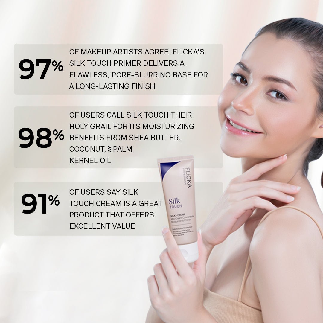 Flicka Silk Touch primer result smooth glowing skin before makeup