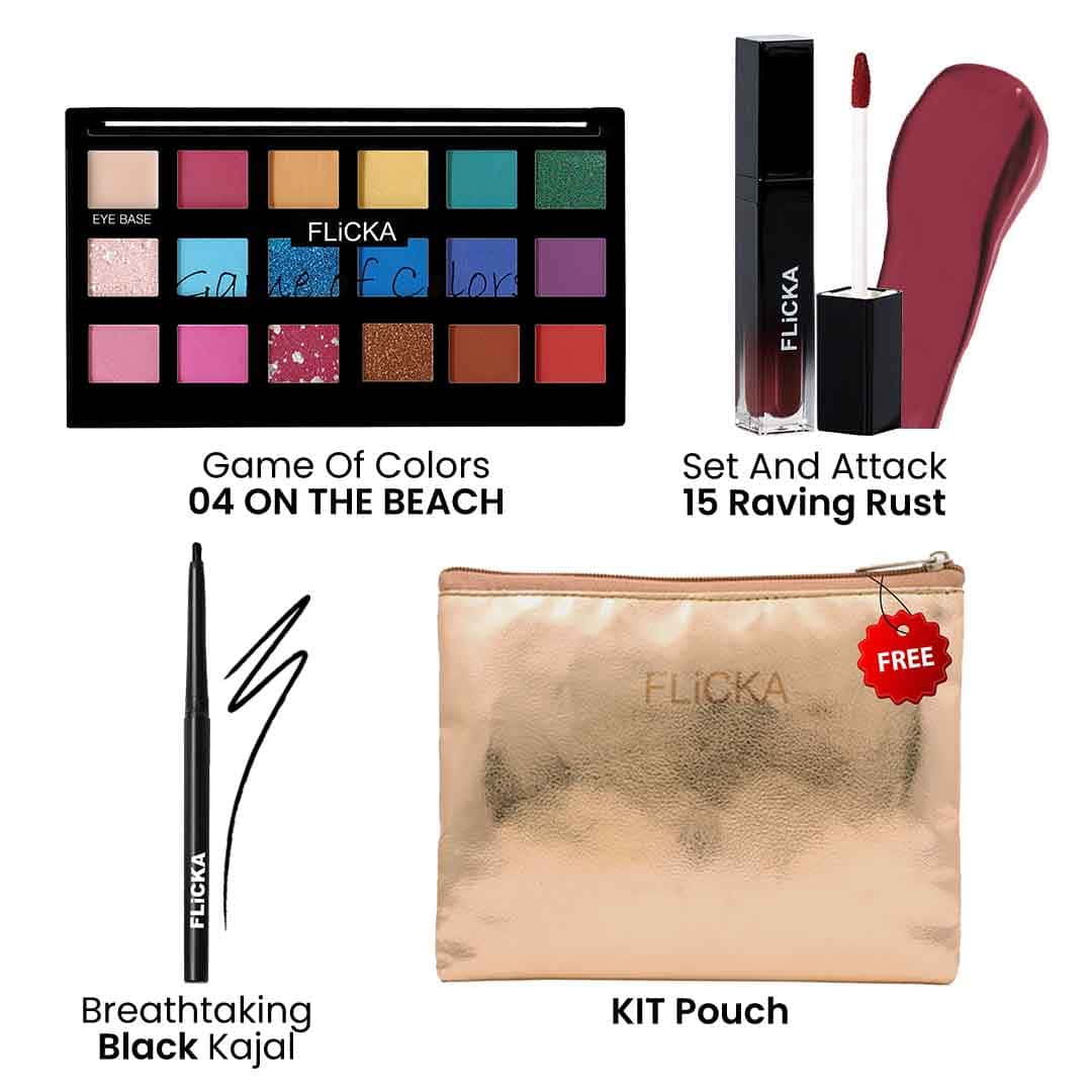 04 On the Beach _#1881bf // 15 Raving Rust _#8f3445 // Black _#000000 // KIT _#eac9ae