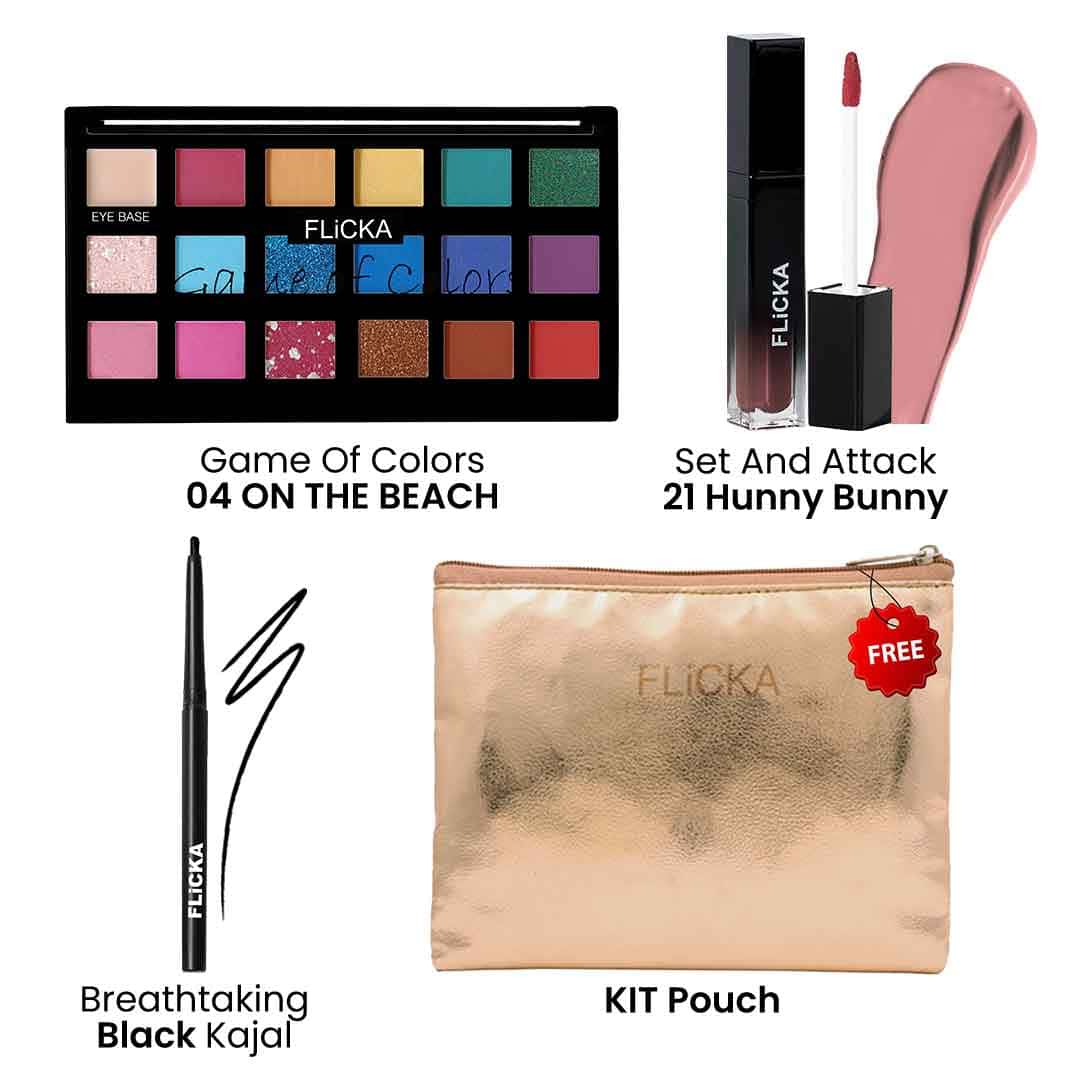 04 On the Beach _#1881bf // 21 Hunny Bunny _#da9293 // Black _#000000 // KIT _#eac9ae